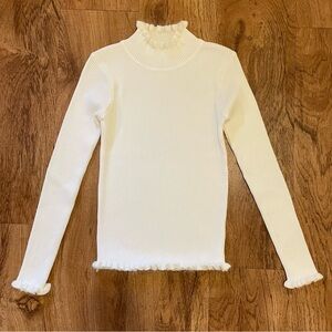 Kawaii Lolita Japanese Fuzzy Turtleneck Ruffle Sweater Size XS